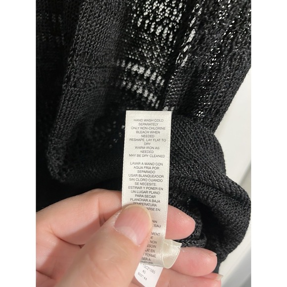 Travelers Chicos Sz Large Black Loose Knit‎ Top Fishnet Whimsigoth Linen Blend - Picture 5 of 9